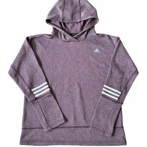 Adidas Sportswear Heather Purple Hoodie White 3-Stripe Cozy Athletic Size 16-18